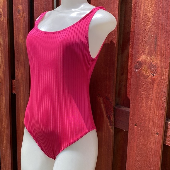 Decree Women's Ribbed cheeky One Piece Swimsuit Pink Size L - Picture 6 of 11